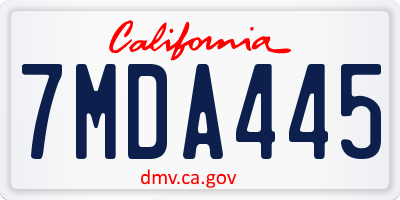 CA license plate 7MDA445