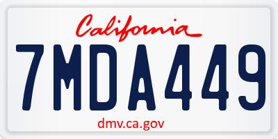 CA license plate 7MDA449