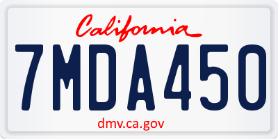 CA license plate 7MDA450