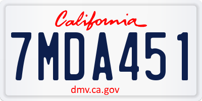 CA license plate 7MDA451