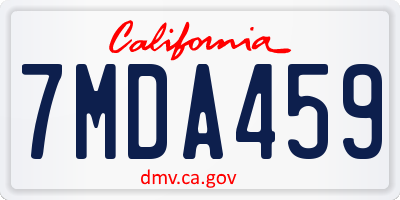 CA license plate 7MDA459