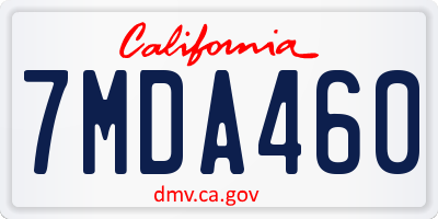 CA license plate 7MDA460