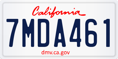 CA license plate 7MDA461