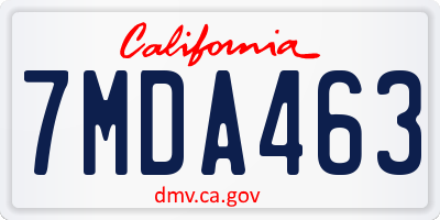 CA license plate 7MDA463