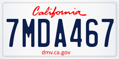 CA license plate 7MDA467