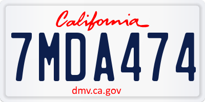 CA license plate 7MDA474