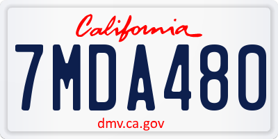 CA license plate 7MDA480