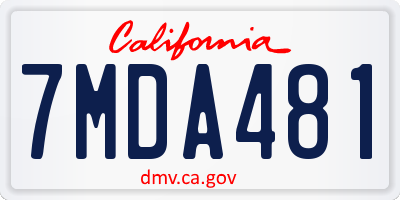 CA license plate 7MDA481