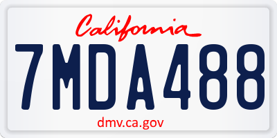 CA license plate 7MDA488