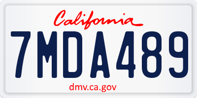 CA license plate 7MDA489