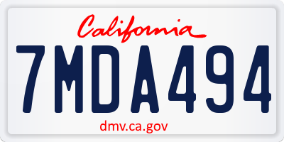 CA license plate 7MDA494