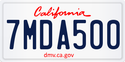 CA license plate 7MDA500