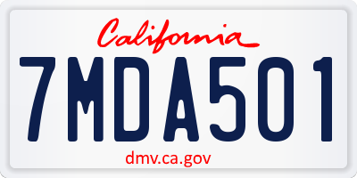 CA license plate 7MDA501