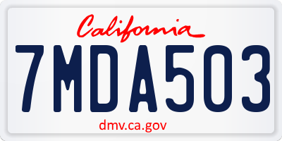 CA license plate 7MDA503
