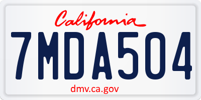 CA license plate 7MDA504