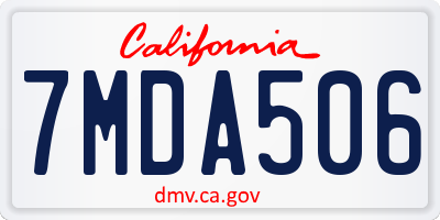 CA license plate 7MDA506
