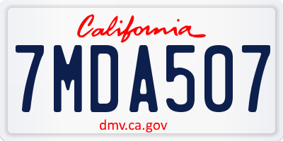CA license plate 7MDA507