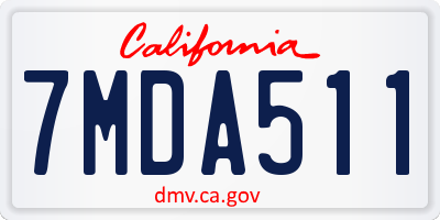 CA license plate 7MDA511