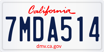 CA license plate 7MDA514
