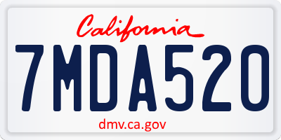CA license plate 7MDA520
