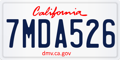 CA license plate 7MDA526
