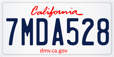 CA license plate 7MDA528