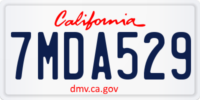 CA license plate 7MDA529