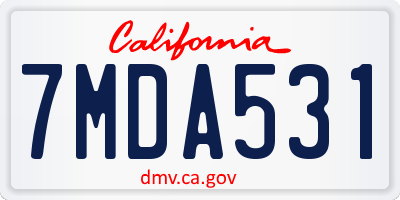 CA license plate 7MDA531