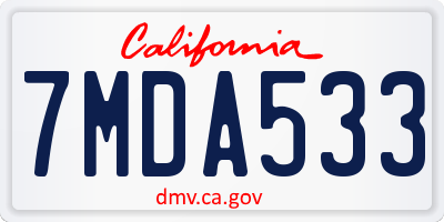 CA license plate 7MDA533