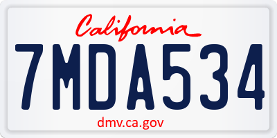 CA license plate 7MDA534