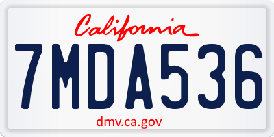 CA license plate 7MDA536