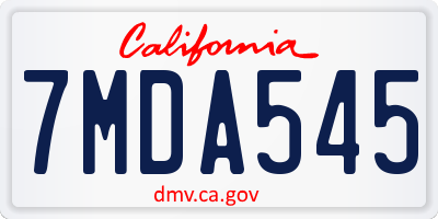 CA license plate 7MDA545