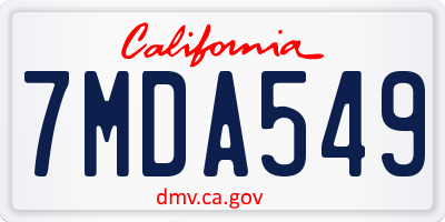 CA license plate 7MDA549
