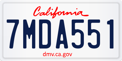 CA license plate 7MDA551