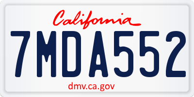 CA license plate 7MDA552