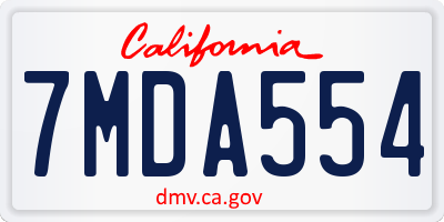 CA license plate 7MDA554