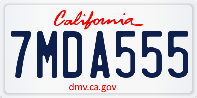 CA license plate 7MDA555