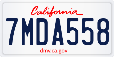 CA license plate 7MDA558