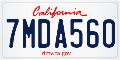 CA license plate 7MDA560