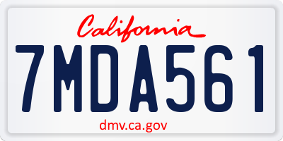 CA license plate 7MDA561