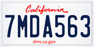 CA license plate 7MDA563