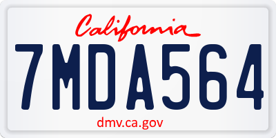 CA license plate 7MDA564