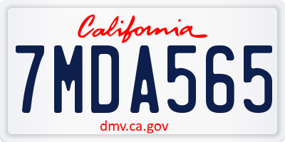 CA license plate 7MDA565