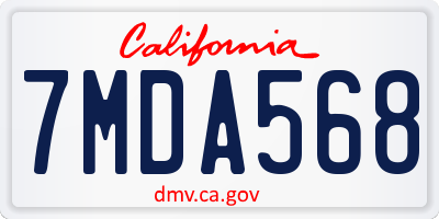 CA license plate 7MDA568