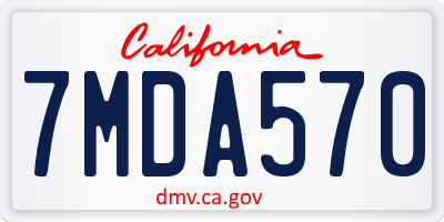 CA license plate 7MDA570