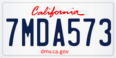 CA license plate 7MDA573