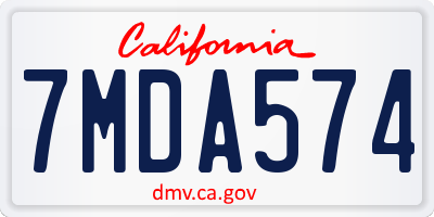 CA license plate 7MDA574