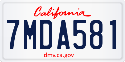 CA license plate 7MDA581