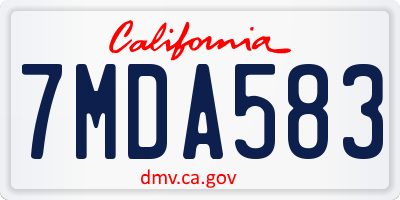 CA license plate 7MDA583