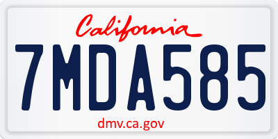 CA license plate 7MDA585